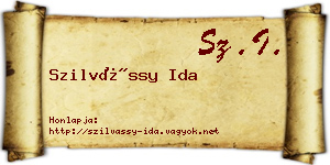Szilvássy Ida névjegykártya