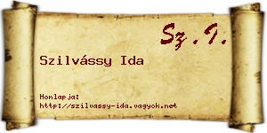 Szilvássy Ida névjegykártya