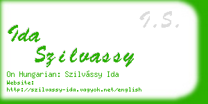ida szilvassy business card